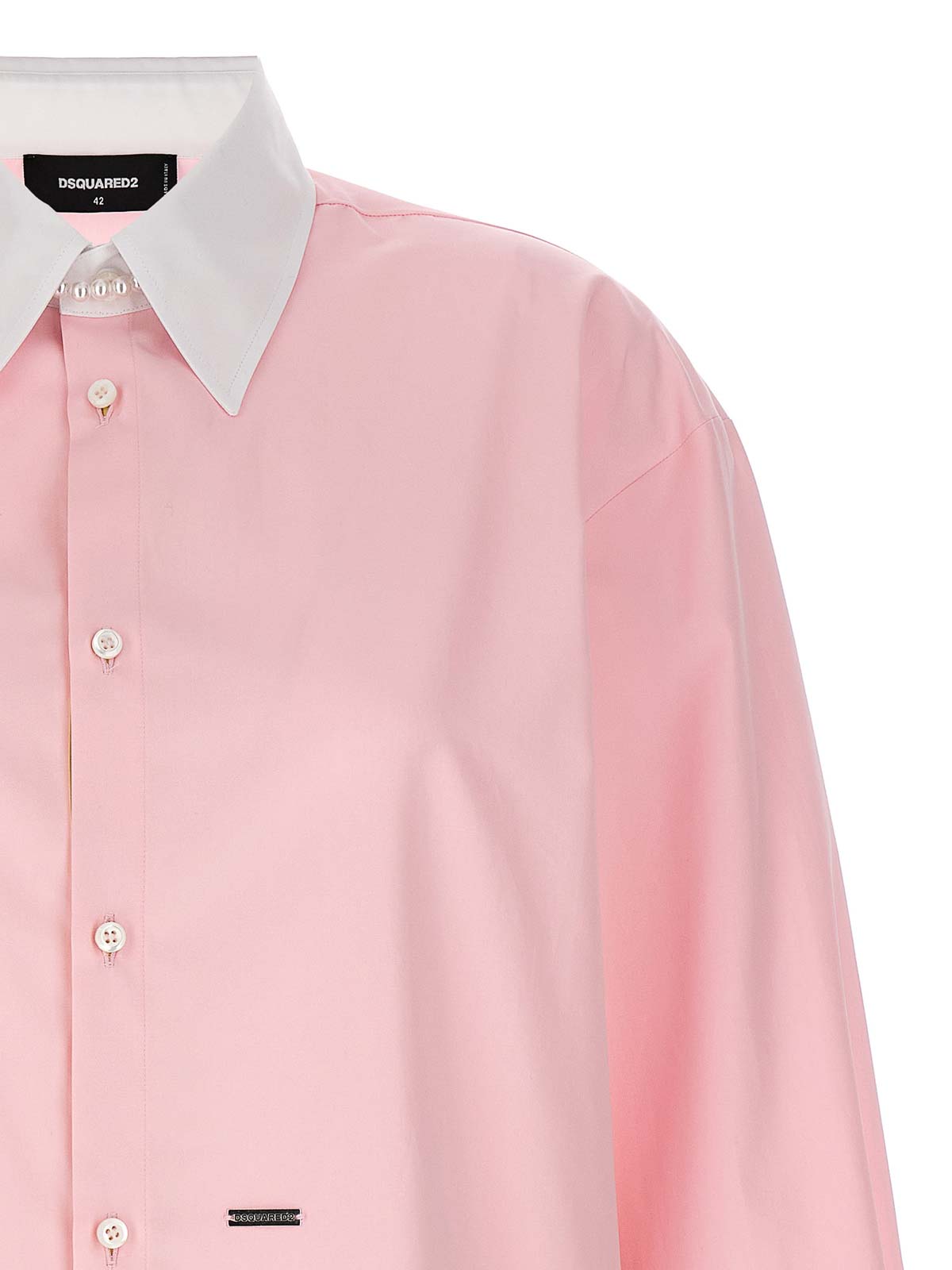 Shop Dsquared2 Lover Poplin Shirt Collar Cuffs In Color Carne Y Neutral