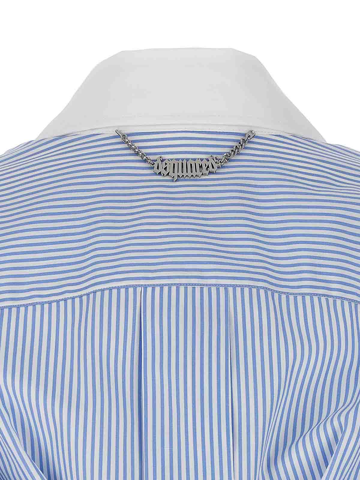 Shop Dsquared2 Shrug Poplin Shirt Draping Button In Azul Claro