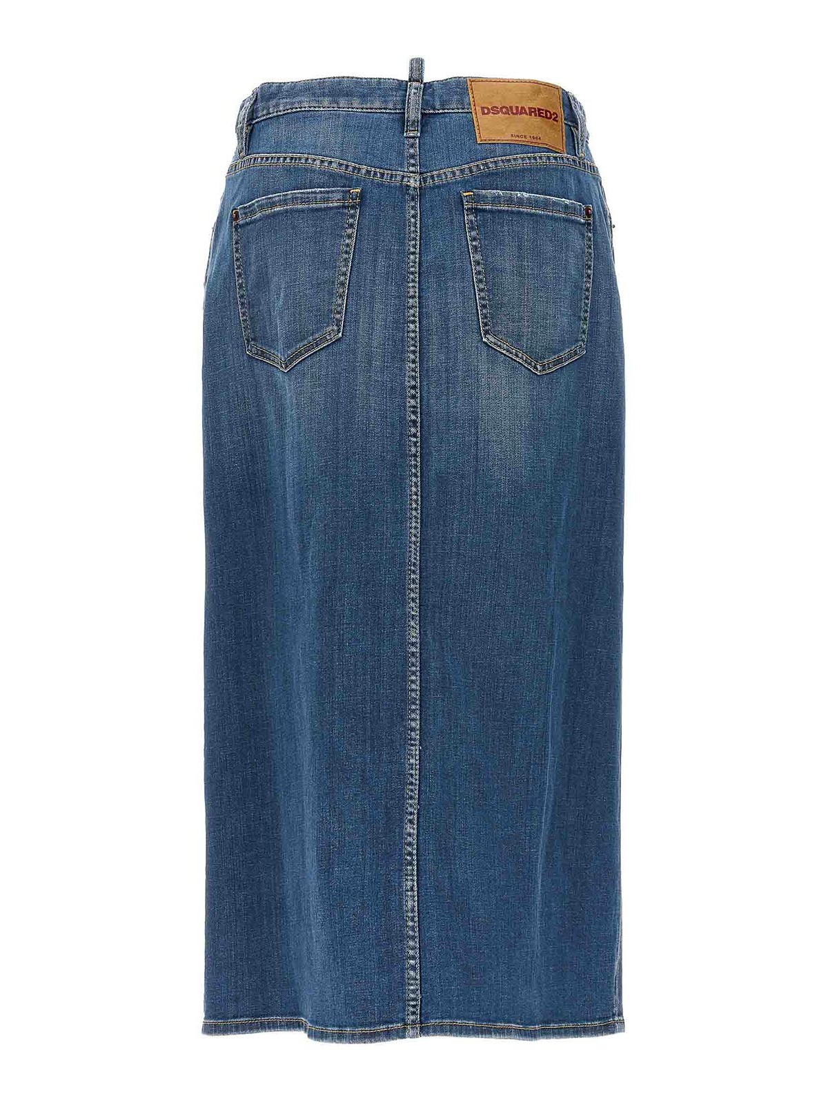 Shop Dsquared2 Denim Long Skirt In Azul