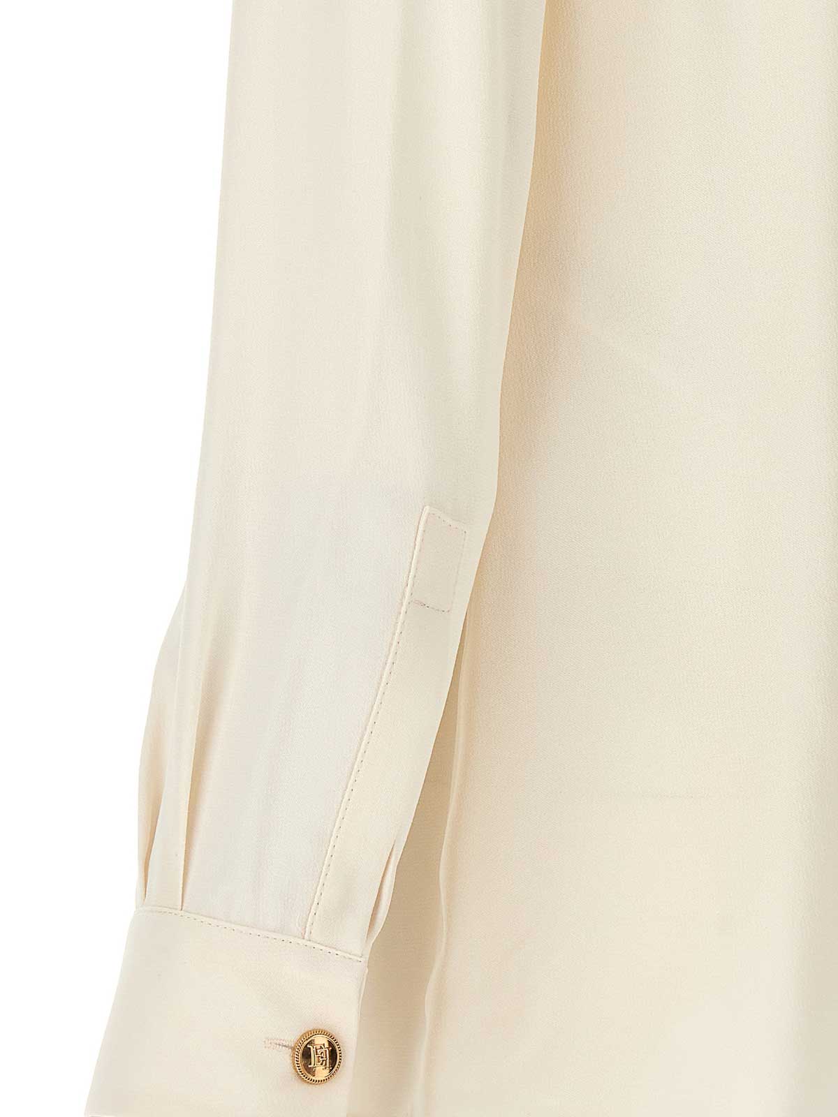 Shop Elisabetta Franchi Viscose Blouse Covered Tie Logo In Blanco