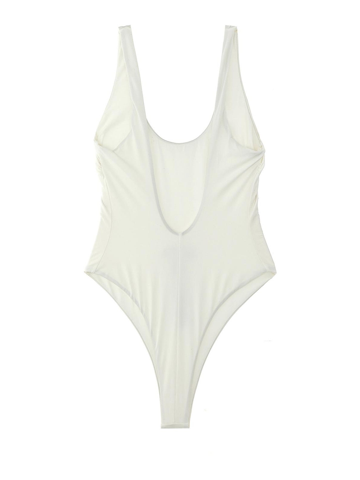 Shop Elisabetta Franchi Rhinestone Logo One-piece Swimsuit In Blanco