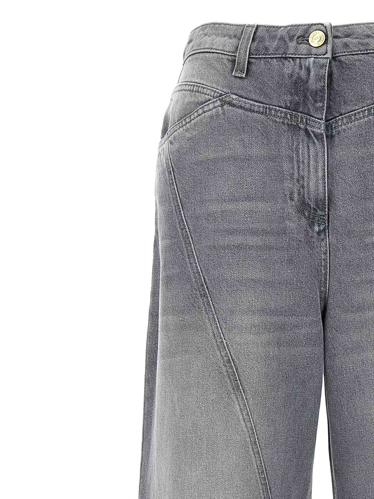 Shop Elisabetta Franchi Wide Leg Jeans In Gris