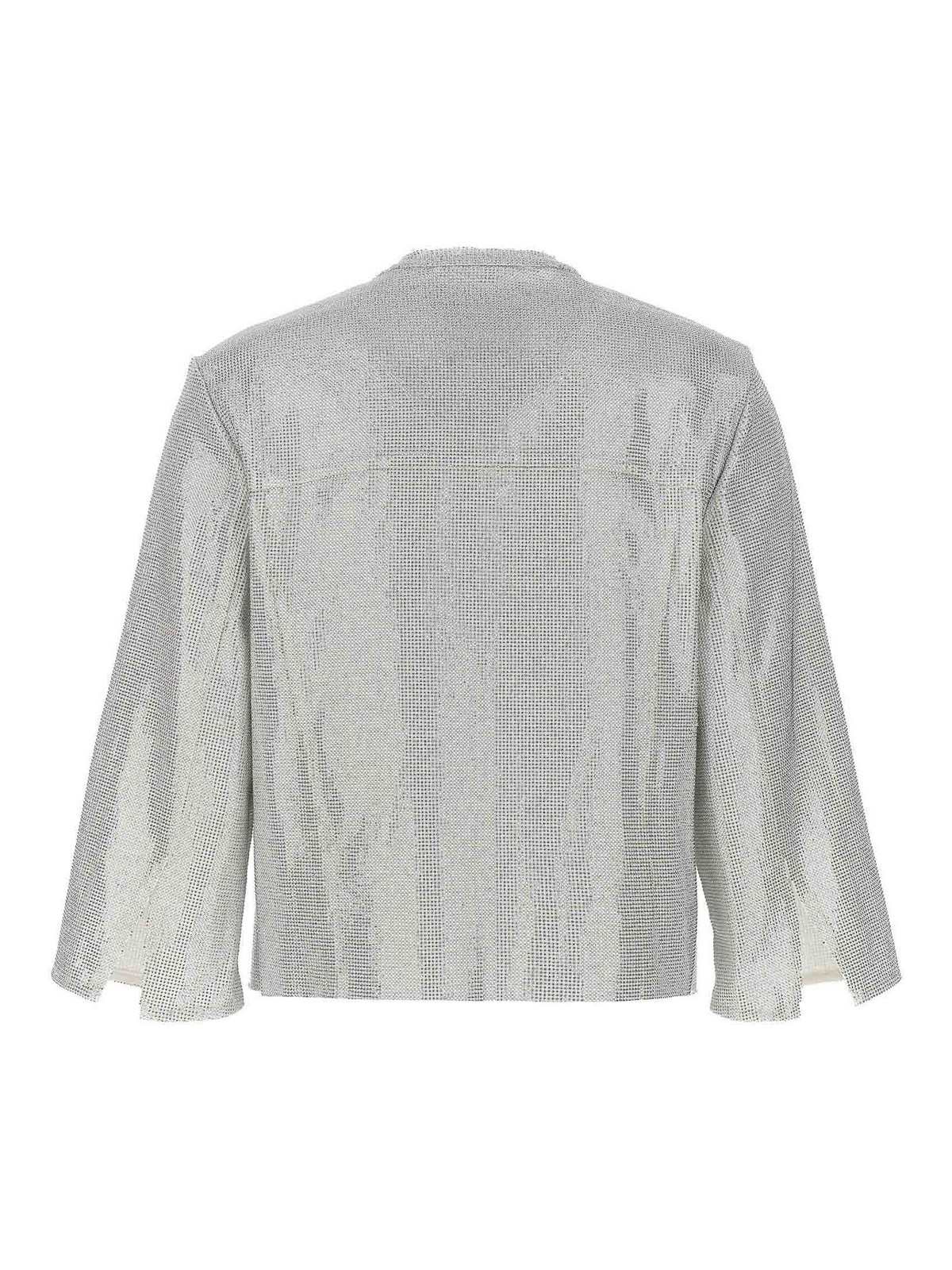 Shop Ermanno Scervino Rhinestone Blazer Jacket In Plata