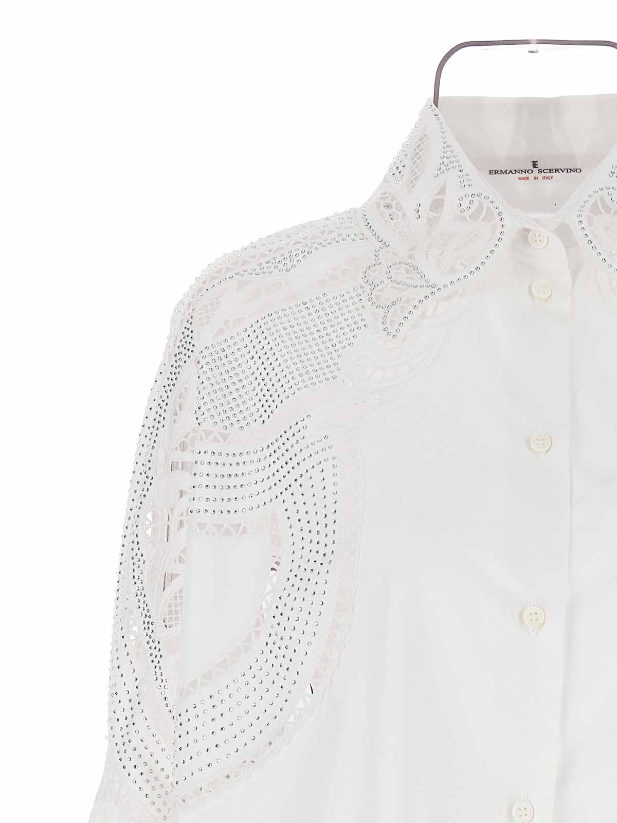 Shop Ermanno Scervino Rhinestone Embroidery Shirt In Blanco