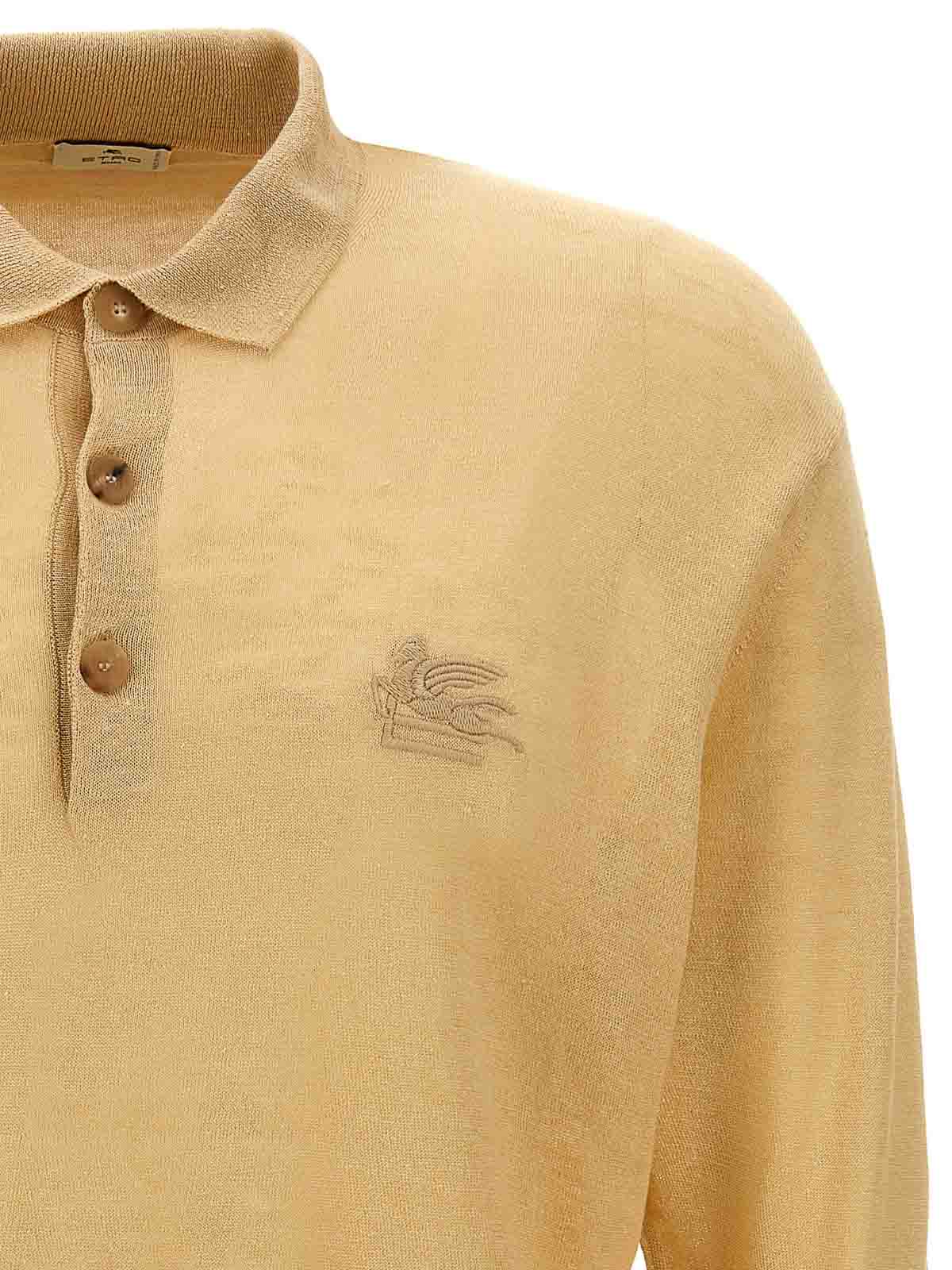 Shop Etro Logo Embroidery Polo Shirt In Beis