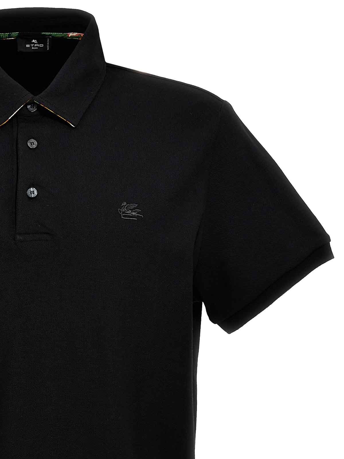 Shop Etro Logo Embroidery Polo Shirt In Negro