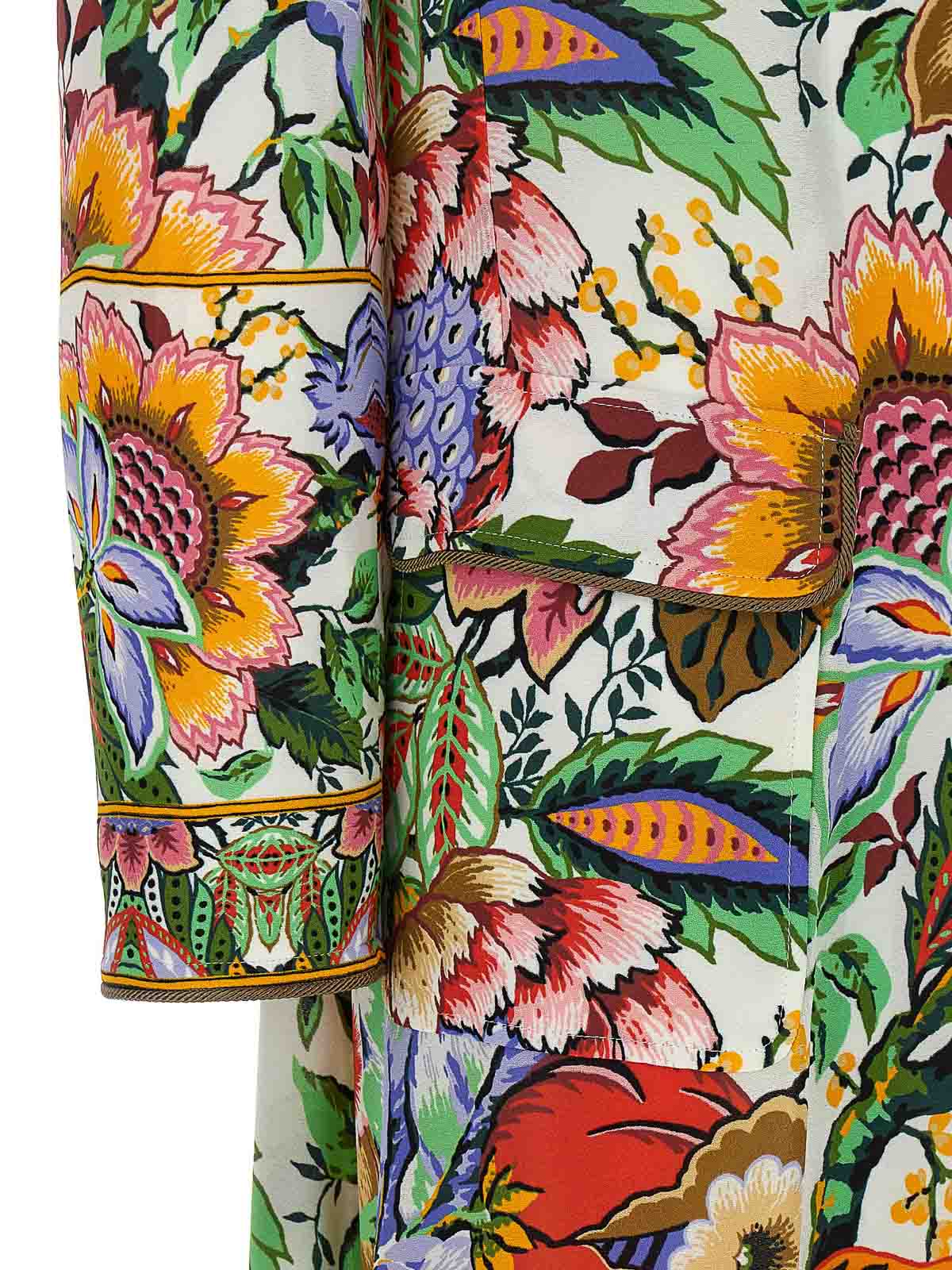 Shop Etro All Over Coat Trims Pockets In Multicolor