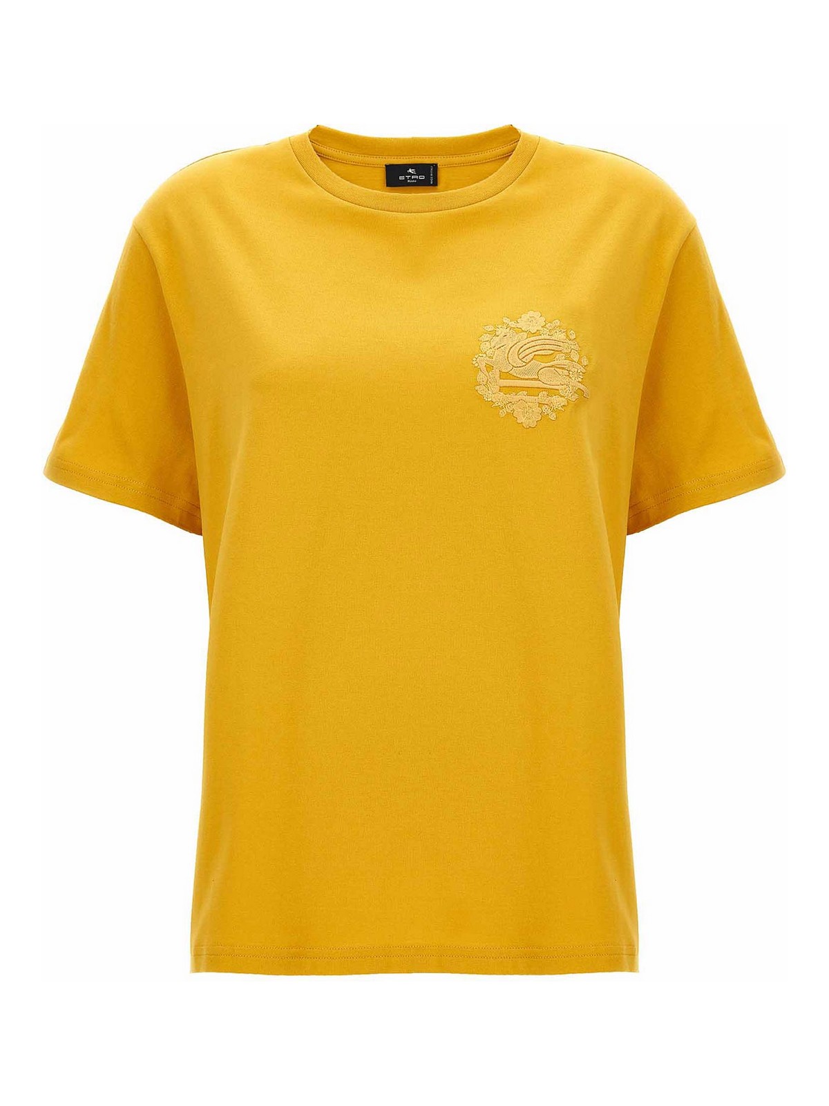 Shop Etro Cotton Embroidered T-shirt In Amarillo