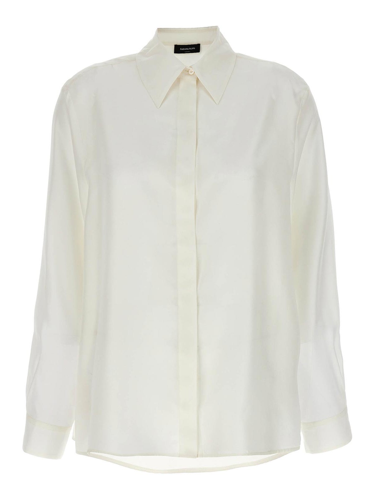 Shop Fabiana Filippi Silk Shirt Long Sleeves In Blanco