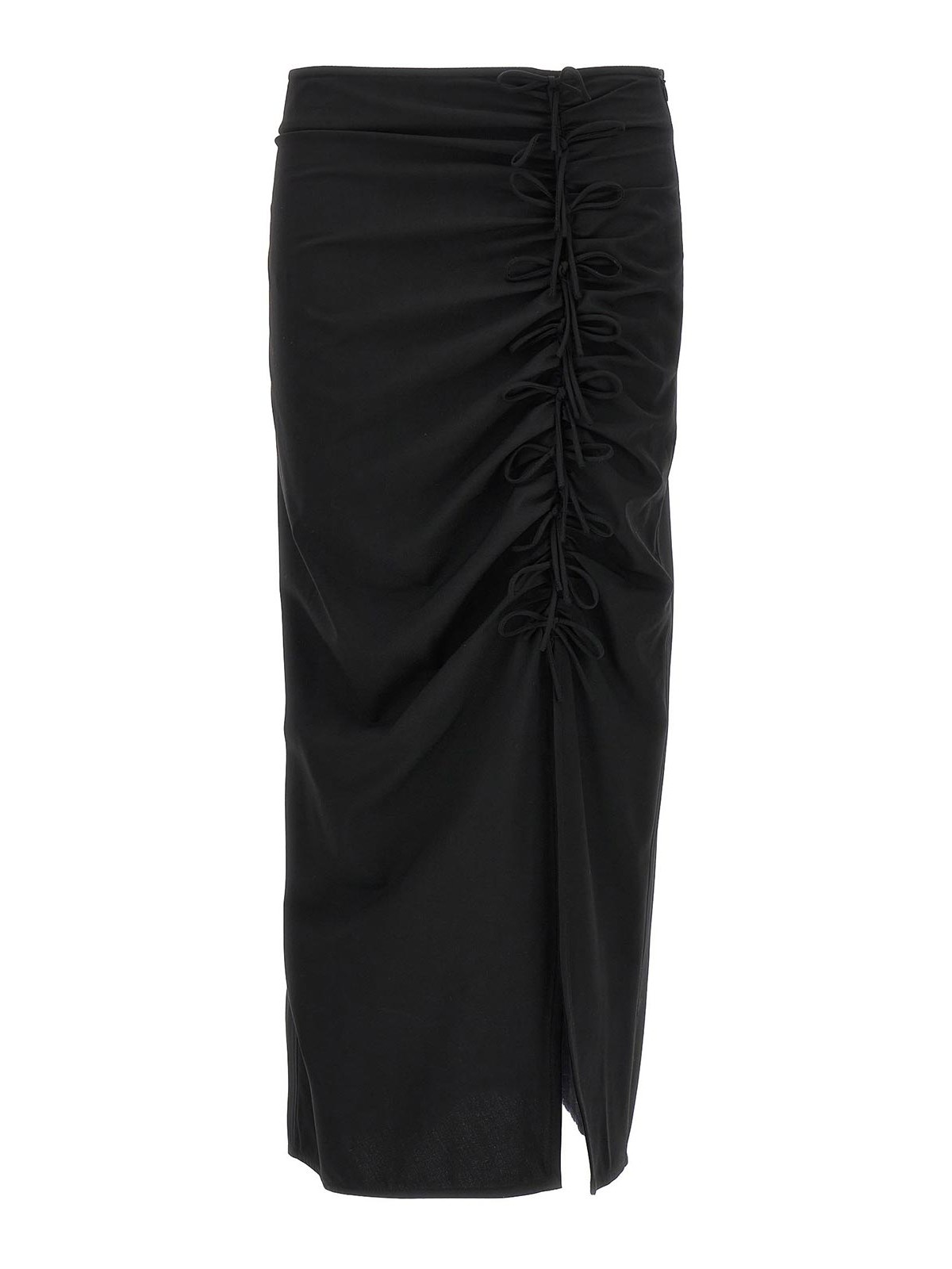Shop Ganni Midi Bow Skirt In Negro
