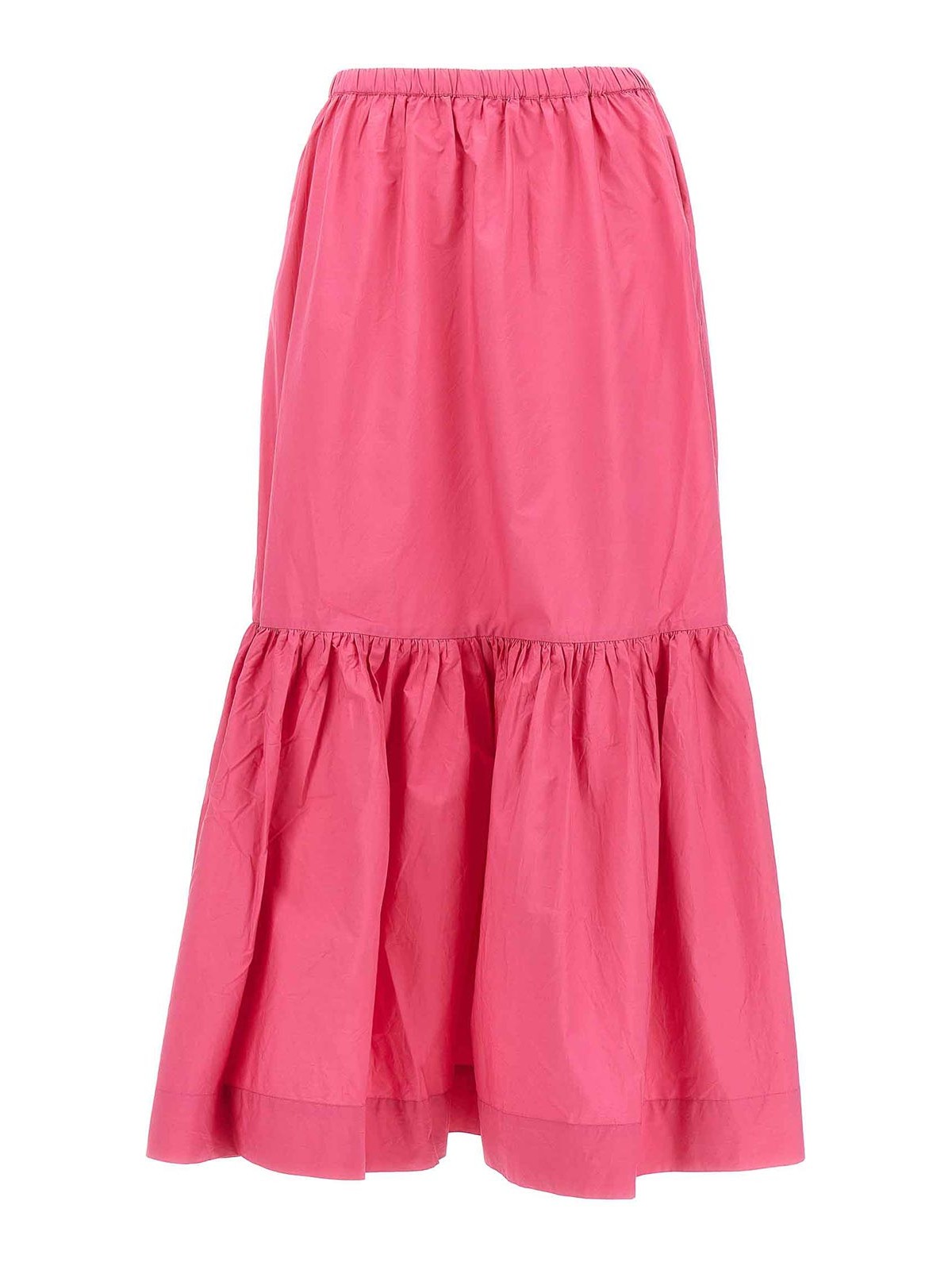Shop Ganni Long Flounced Skirt In Multicolour