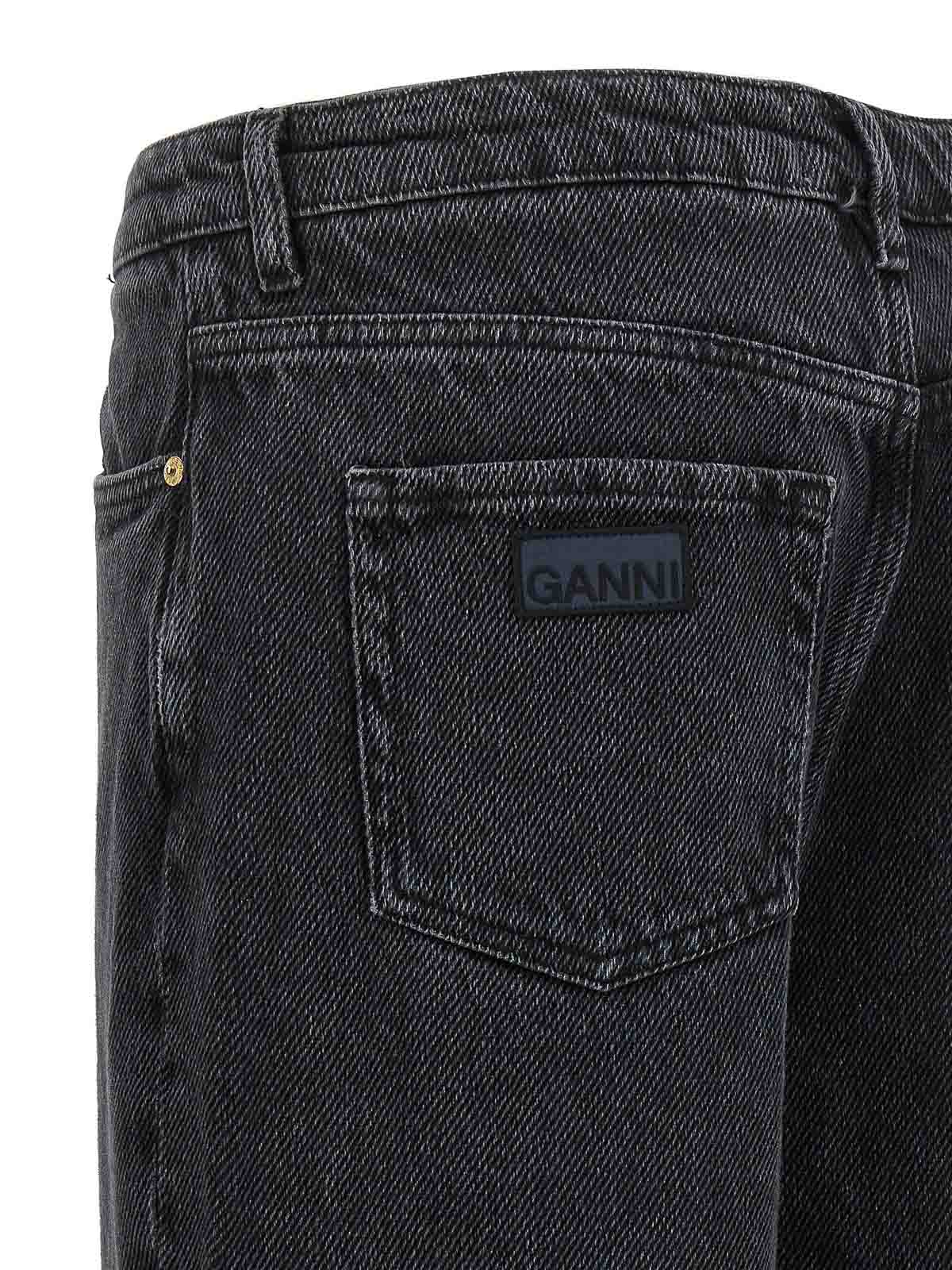 Shop Ganni Izey Denim Jeans In Negro