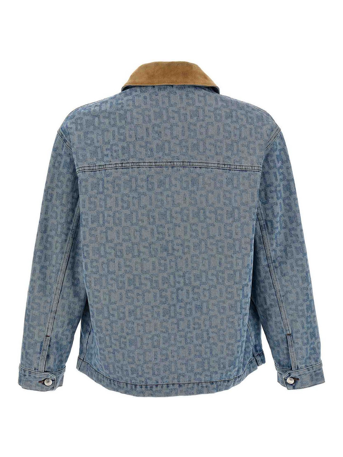 Shop Gcds Monogram Jacket In Azul Claro