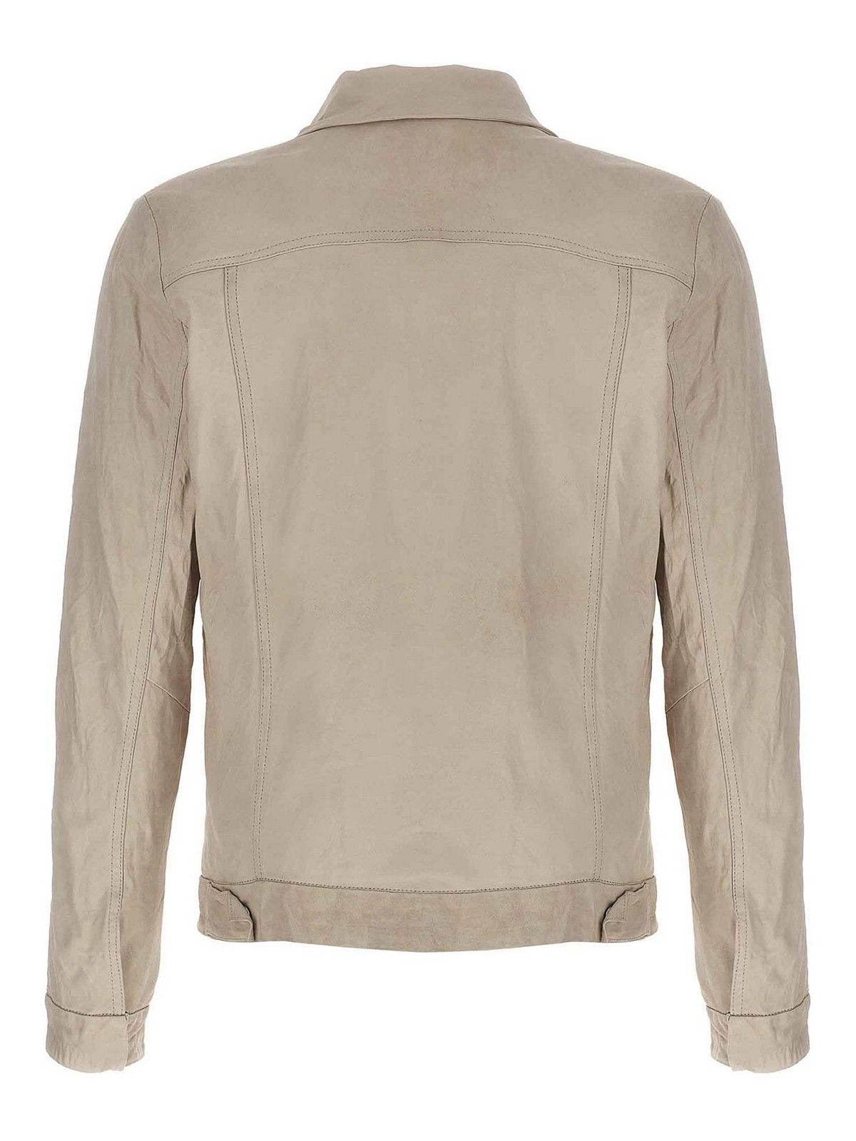 Shop Giorgio Brato Trucker Leather Jacket In Blanco