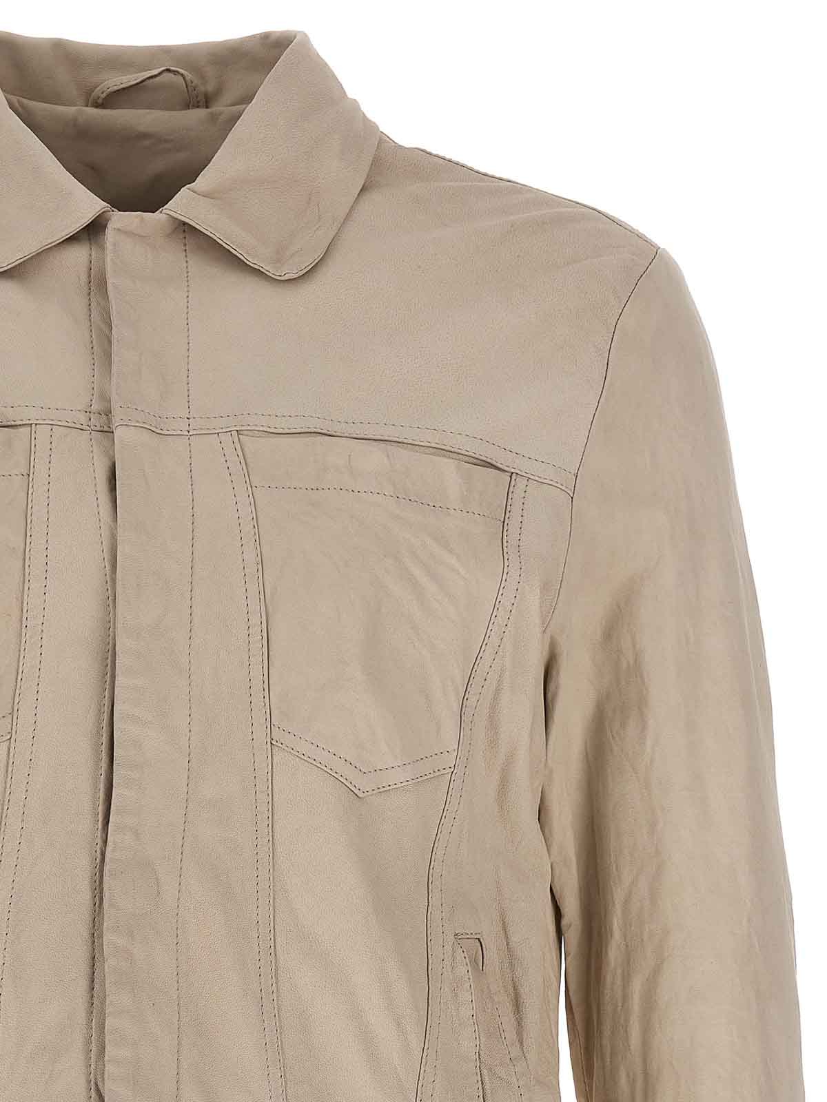 Shop Giorgio Brato Trucker Leather Jacket In Blanco