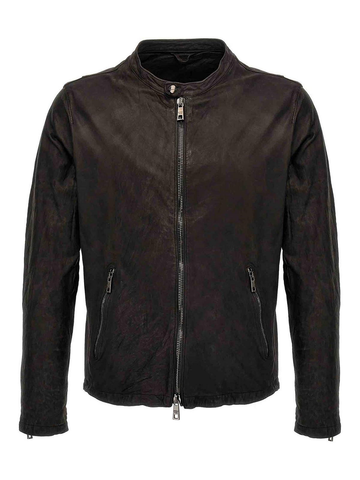 Giorgio Brato Crinkled Leather Jacket In Marrón