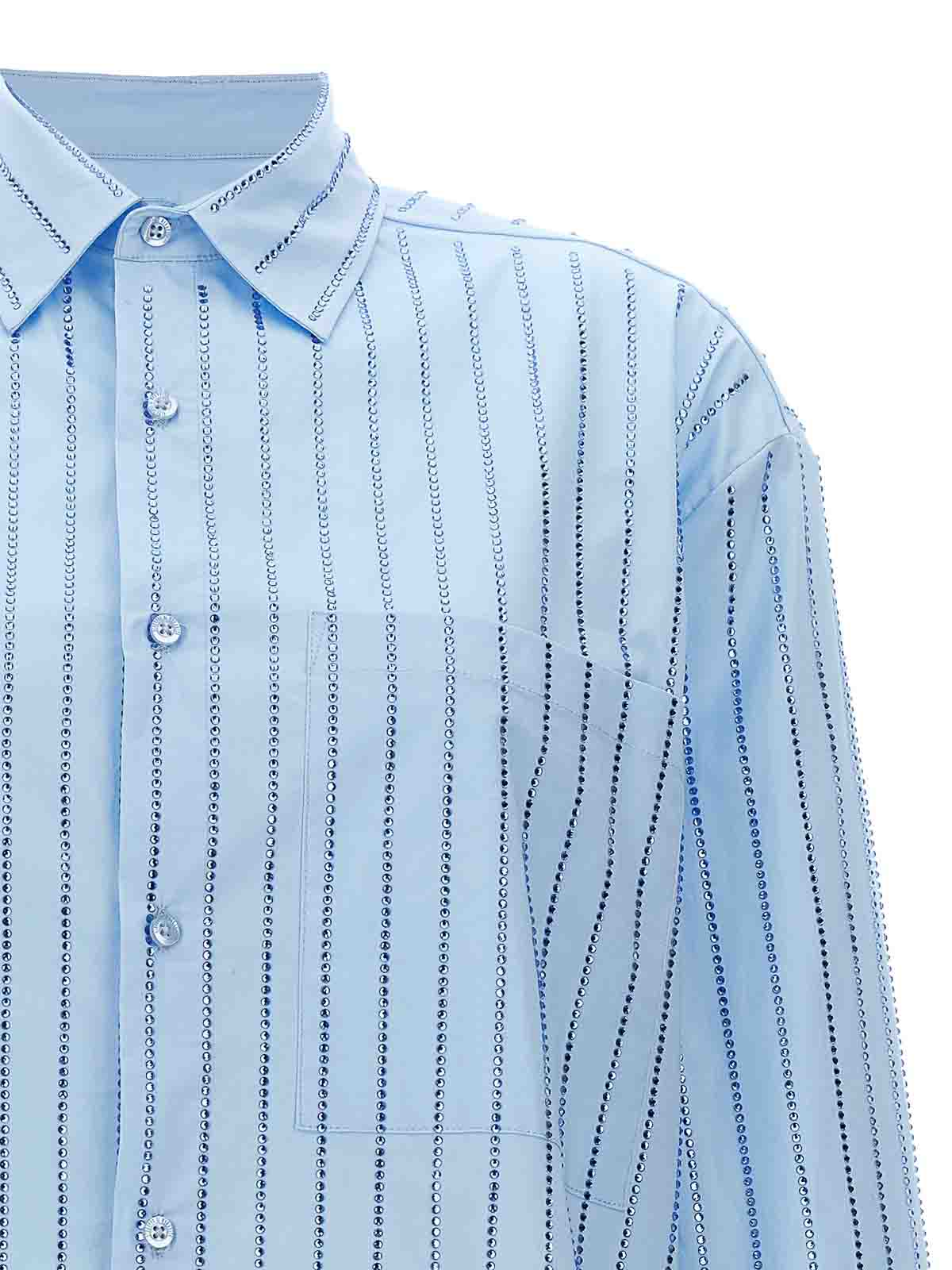 Shop Giuseppe Di Morabito Rhinestone Striped Shirt In Azul Claro