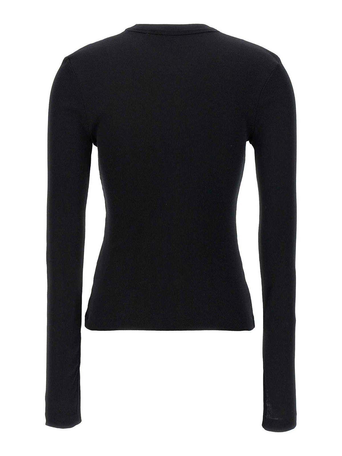 Shop Helmut Lang Ribbed Top Crew Cut-out In Negro