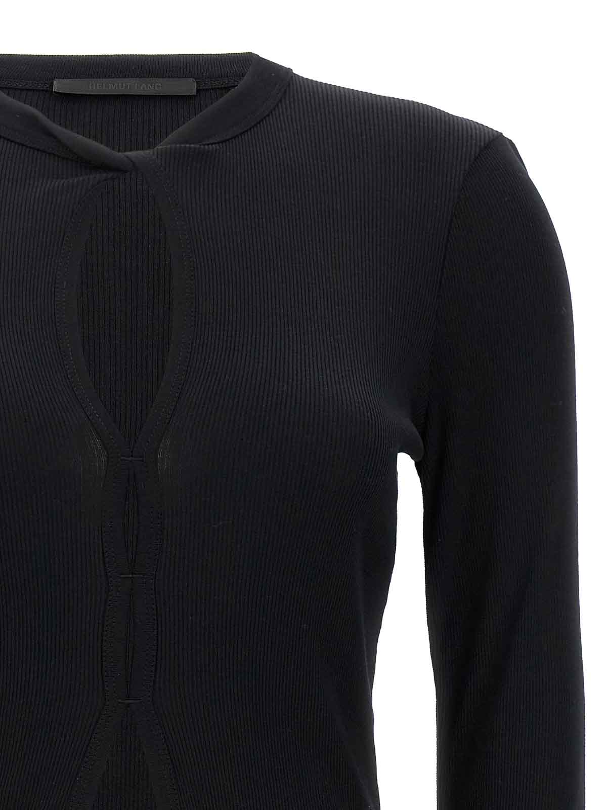 Shop Helmut Lang Ribbed Top Crew Cut-out In Negro
