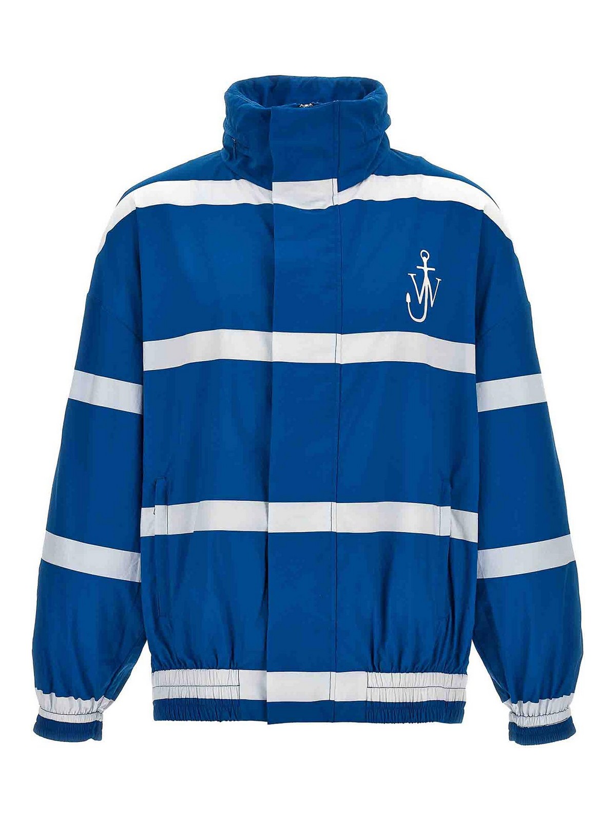 Shop Jw Anderson Logo Print Striped Jacket In Azul