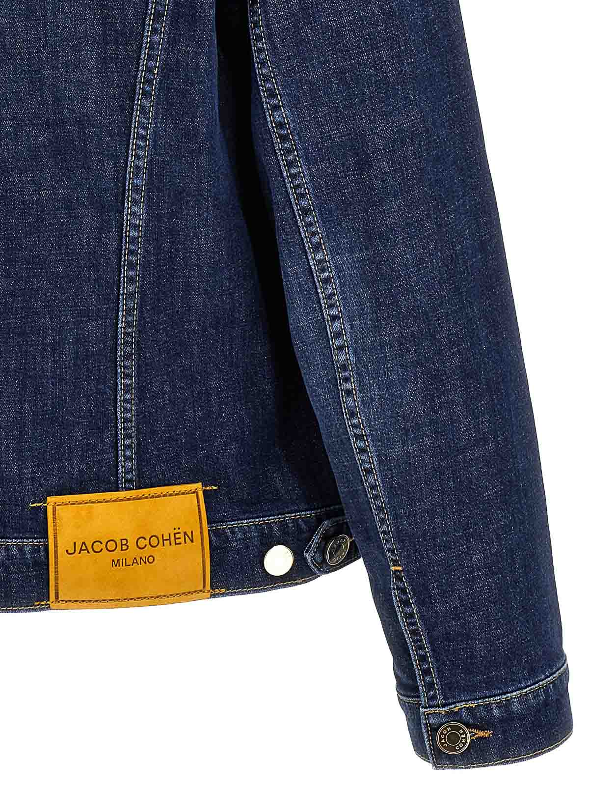 Shop Jacob Cohen Stretch Denim Jacket Button Pockets In Azul