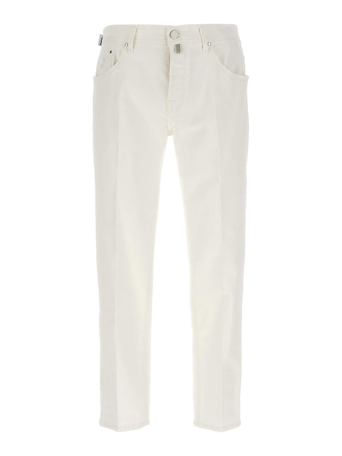 Shop Jacob Cohen Scottt Stretch Jeans Cropped In Blanco