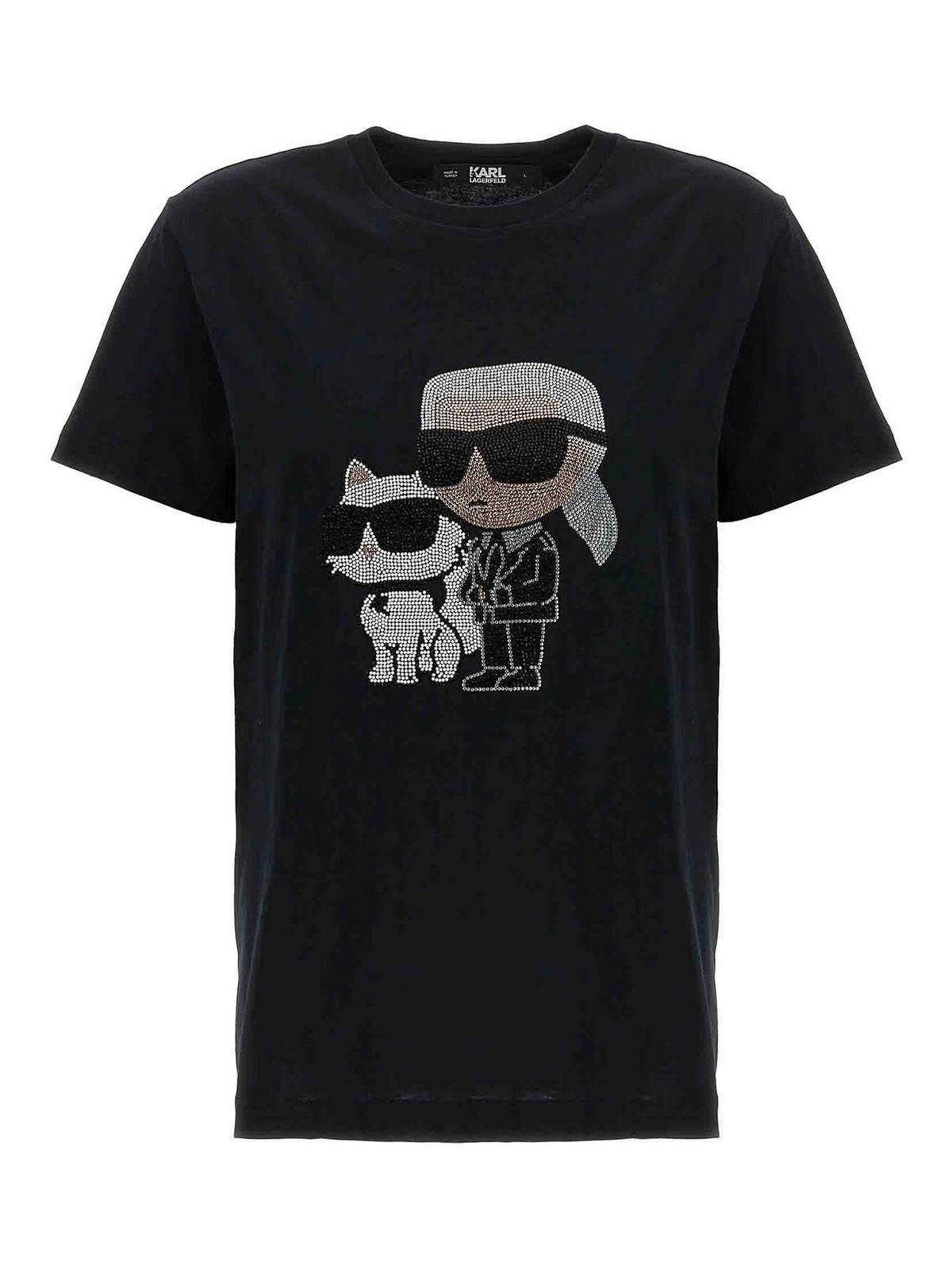 Karl Lagerfeld Ikon Rhinestone-embellished T-shirt In Black