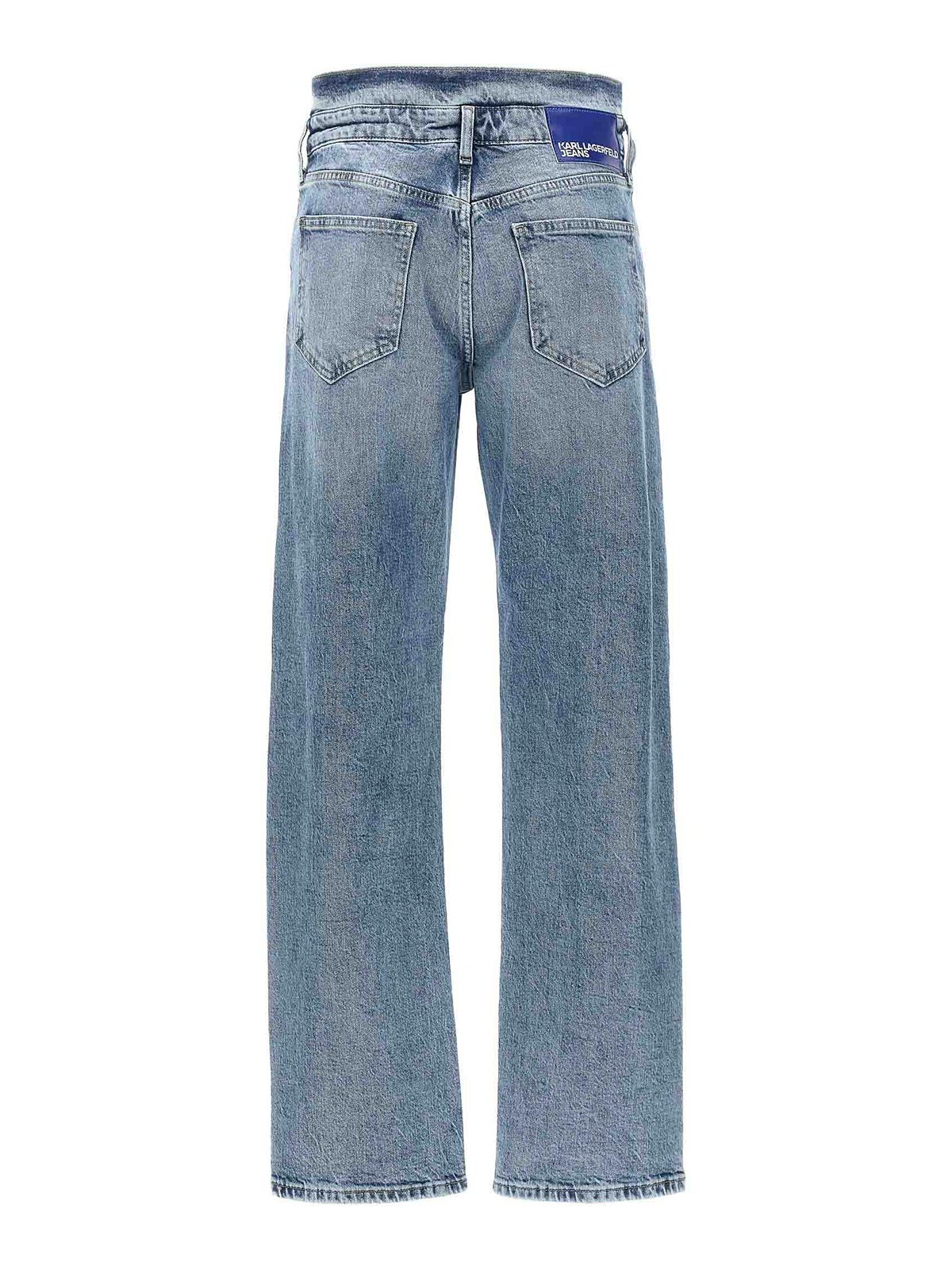 Shop Karl Lagerfeld Klj Denim Jeans High Waist In Light Blue