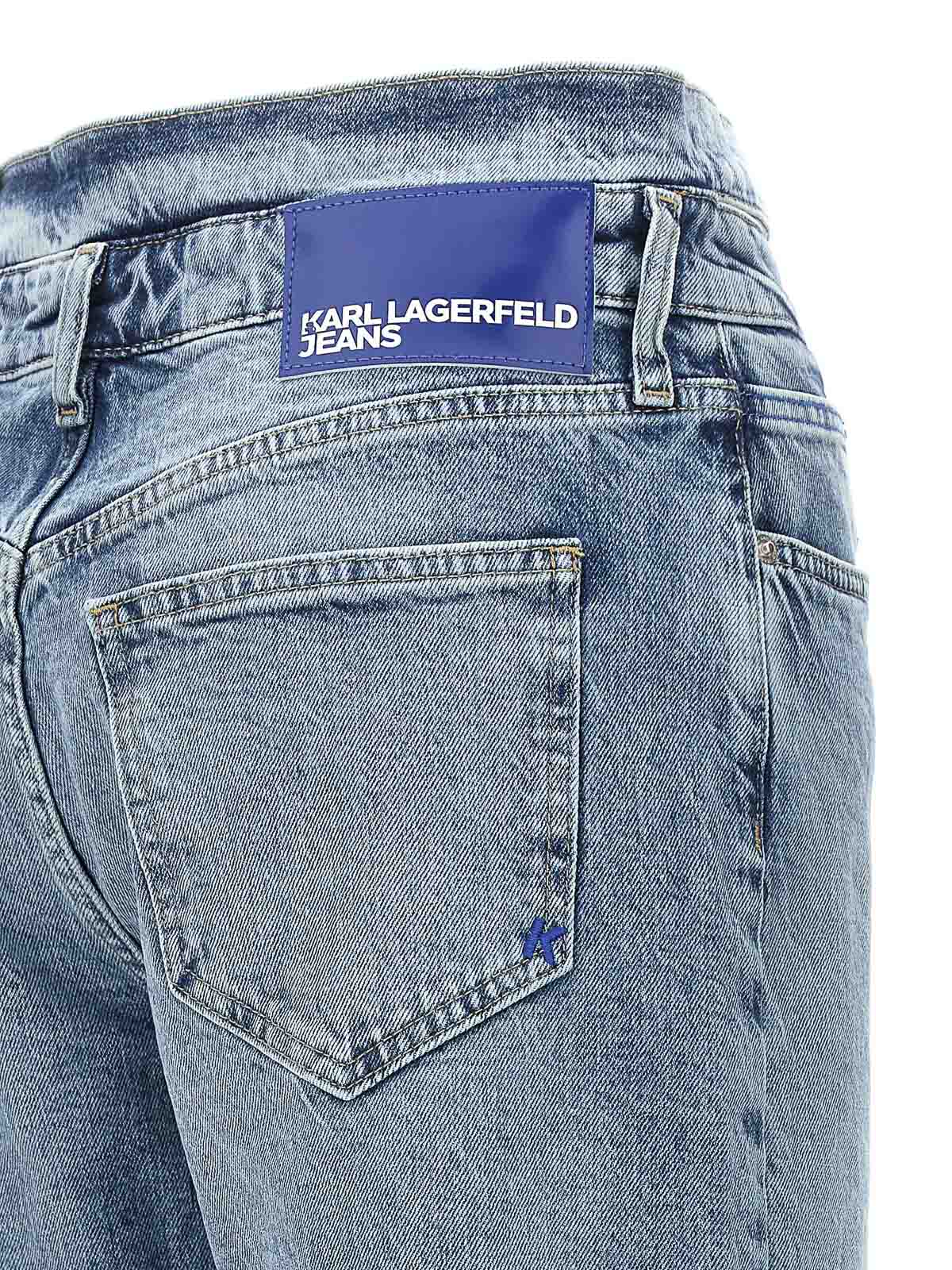 Shop Karl Lagerfeld Klj Denim Jeans High Waist In Light Blue