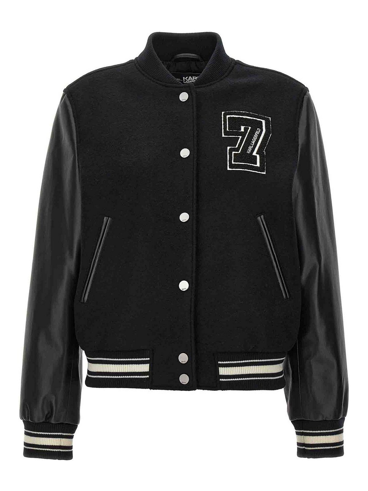 Shop Karl Lagerfeld Logo Bomber Jacket In Negro