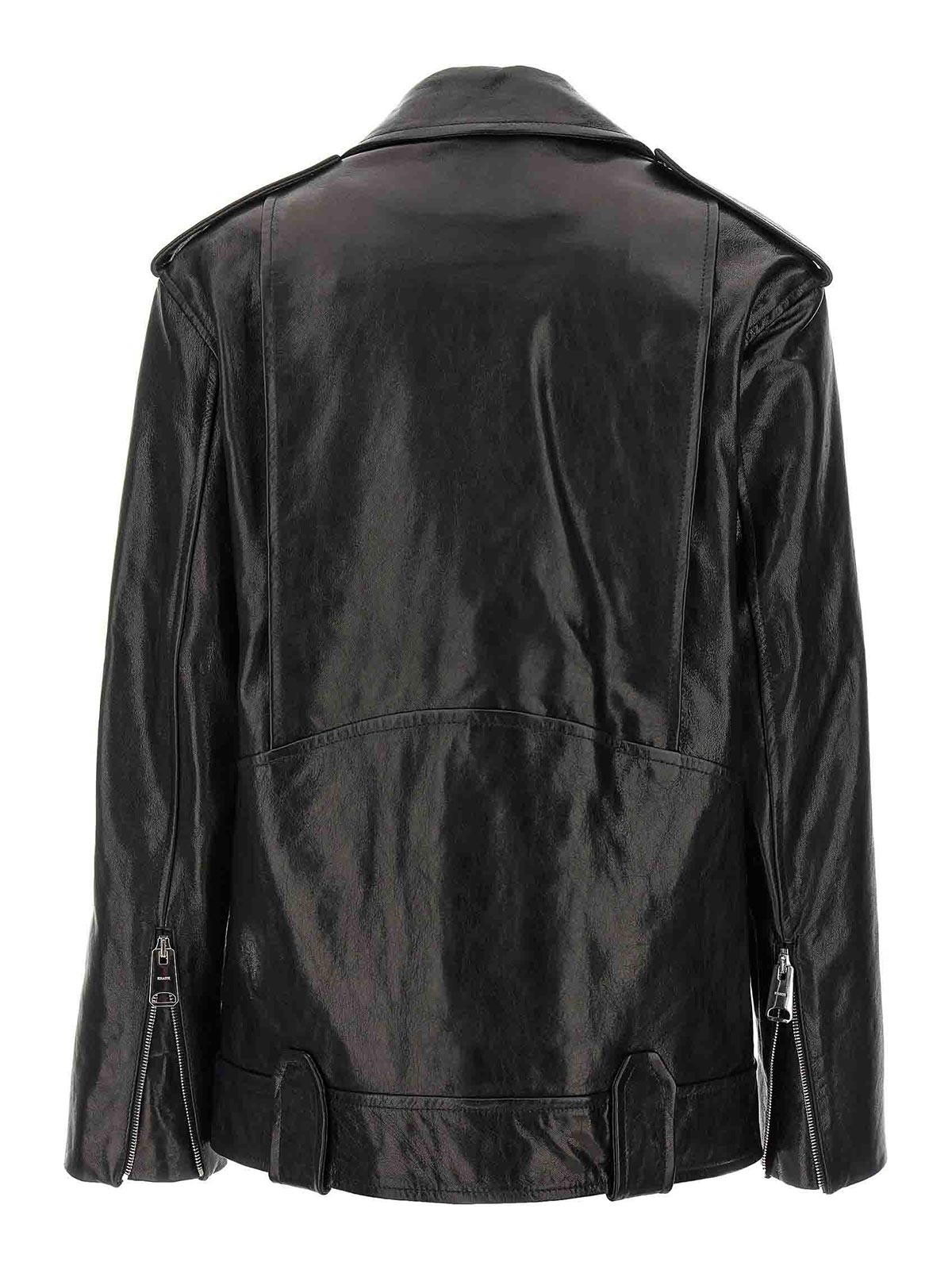 Shop Khaite Hanson Leather Biker Jacket In Negro