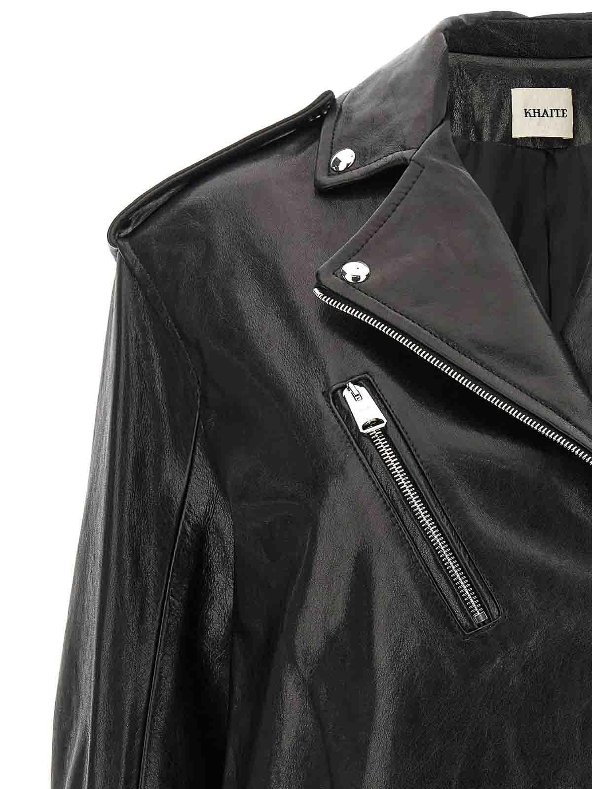 Shop Khaite Hanson Leather Biker Jacket In Negro