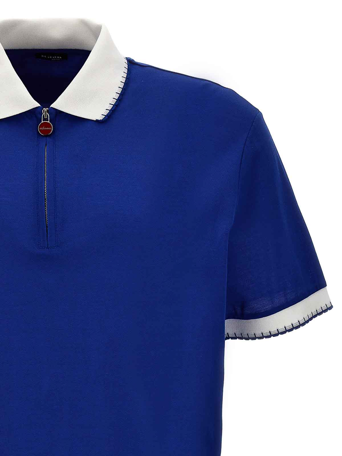 Kiton Half Zip Polo Shirt - Blue - Men | UMK035805 | thebs.com