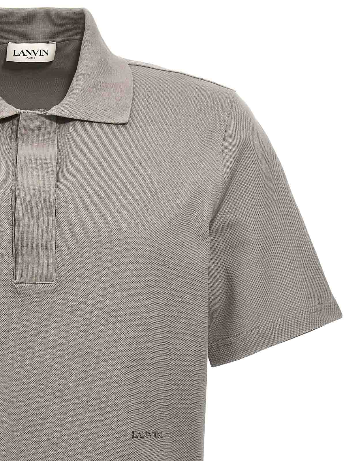 Shop Lanvin Logo Embroidery Polo Shirt In Gris