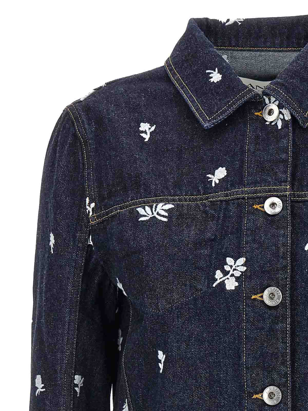 Shop Lanvin Floral Embroidery Jacket In Azul