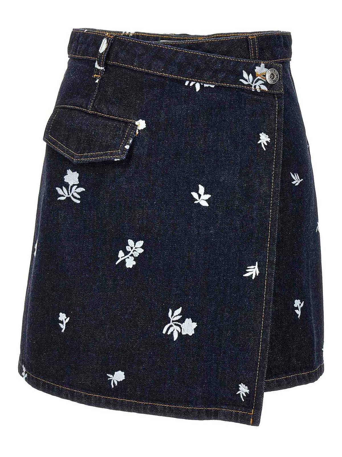 Shop Lanvin All-over Embroidery Skirt In Azul