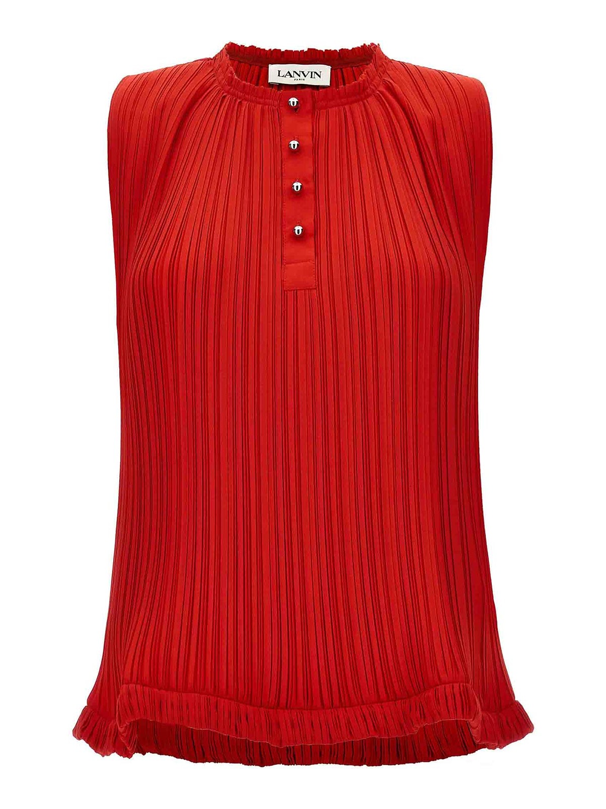 Shop Lanvin Pleated Top Round Buttons In Rojo