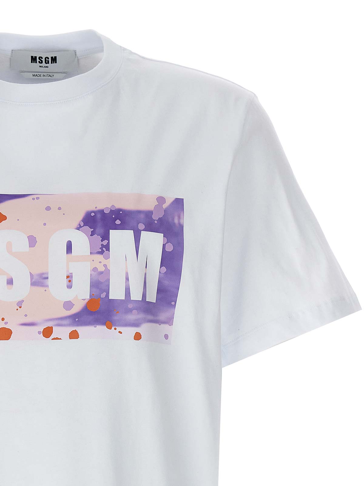 Shop Msgm Cotton Crew Neck Camo Season In White