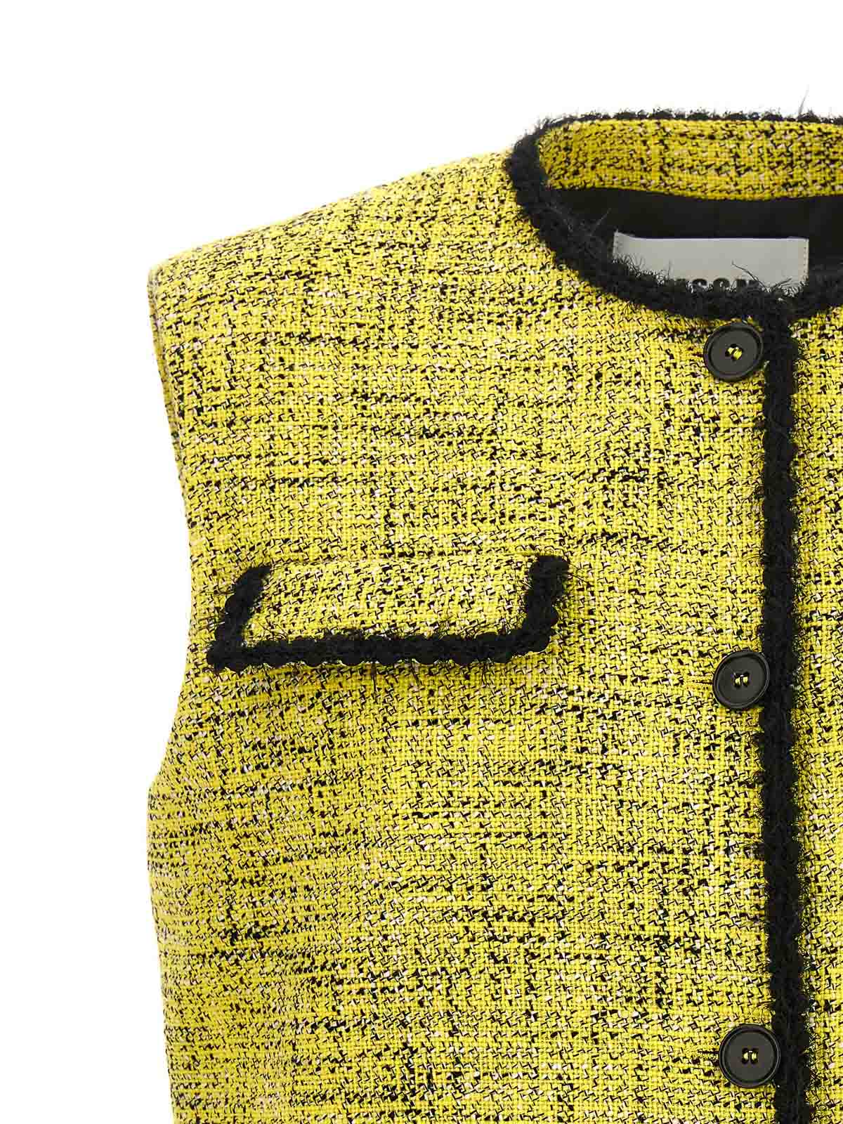 Shop Msgm Tweed Vest Button In Amarillo