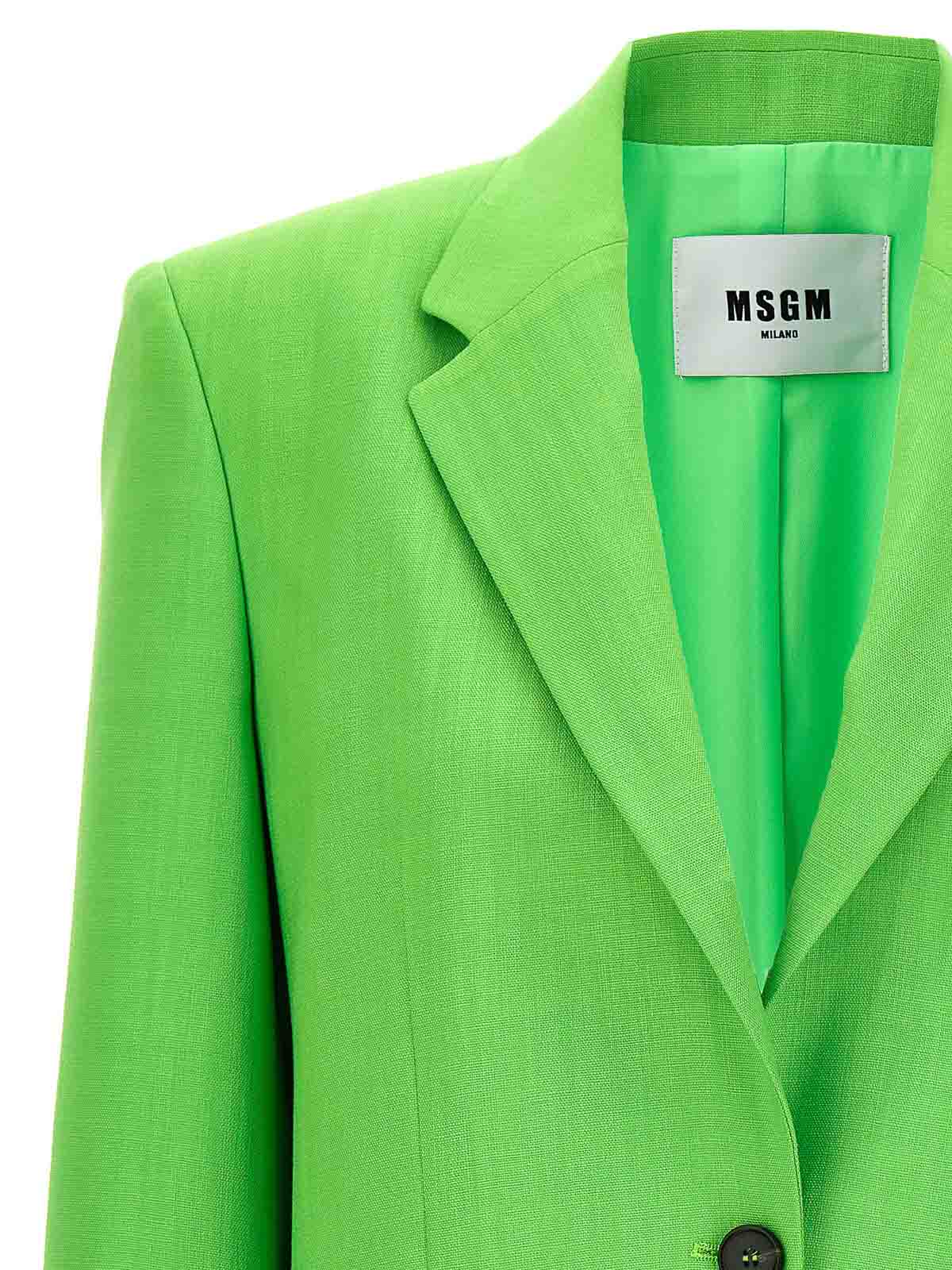 Shop Msgm Single-breasted Blazer In Verde