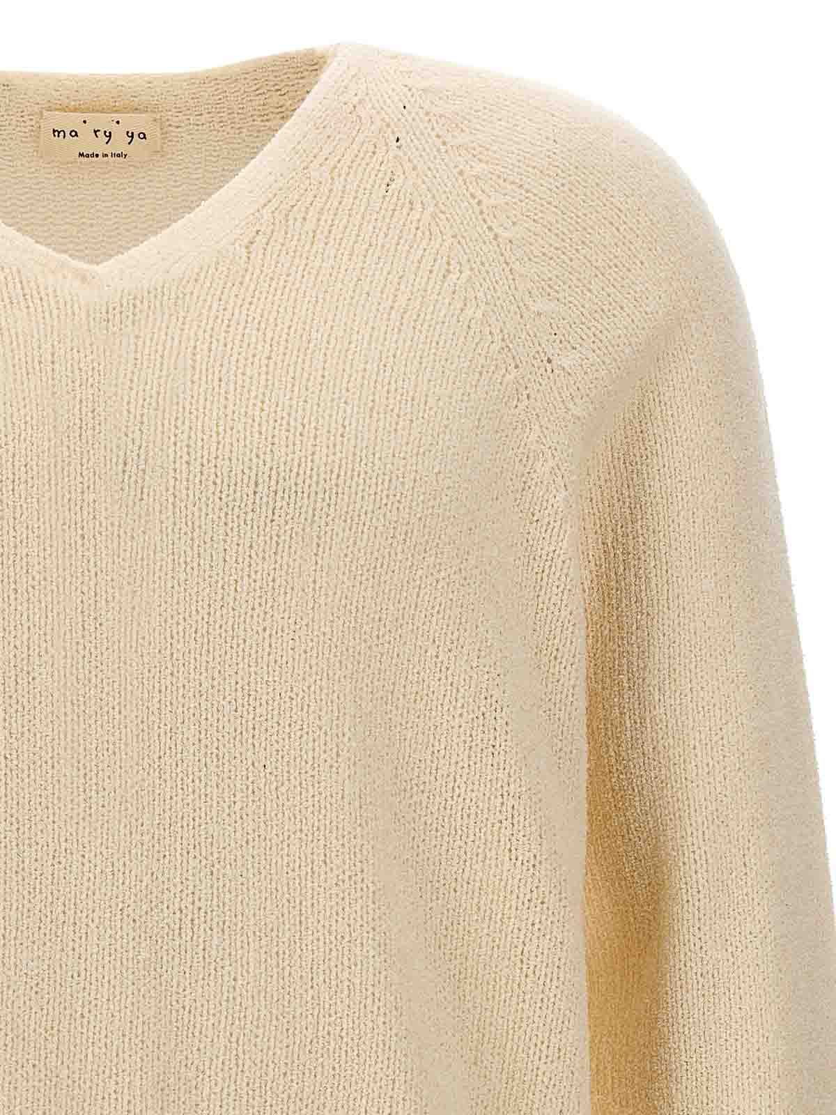 Shop Ma'ry'ya V-neck Sweater In Blanco