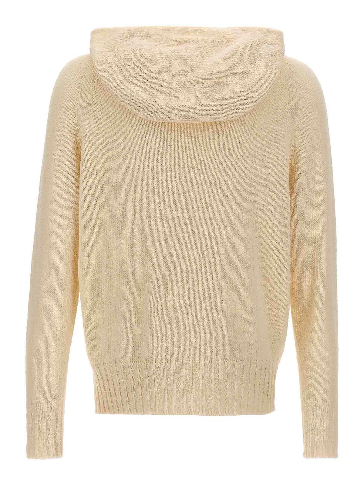 Shop Ma'ry'ya Hooded Sweater In Blanco