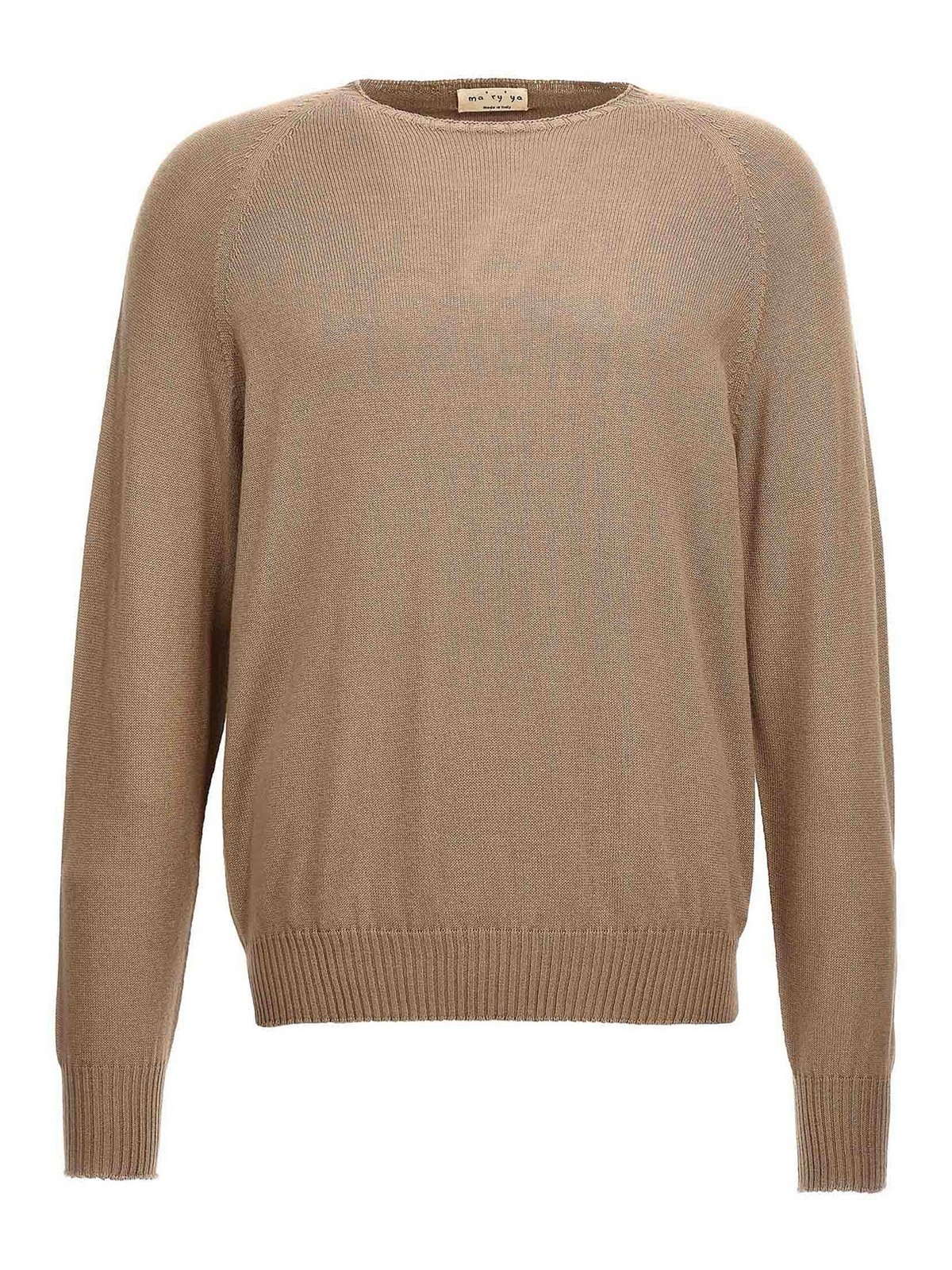 Shop Ma'ry'ya Crew-neck Sweater In Beis