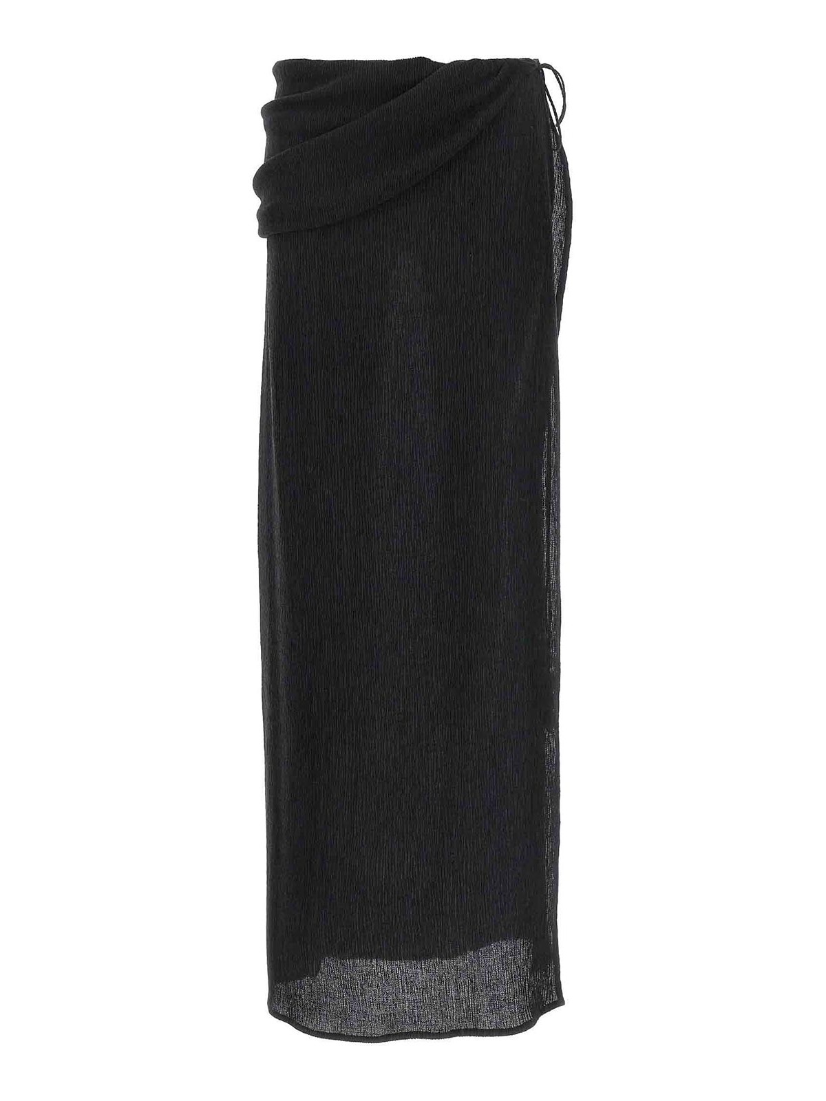 Shop Magda Butrym Long Skirt Side Split Pearls In Negro