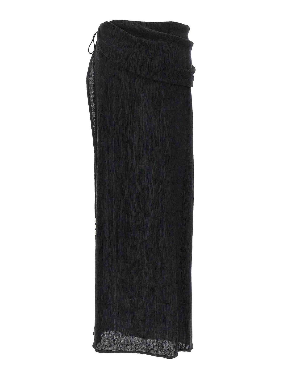 Shop Magda Butrym Long Skirt Side Split Pearls In Negro