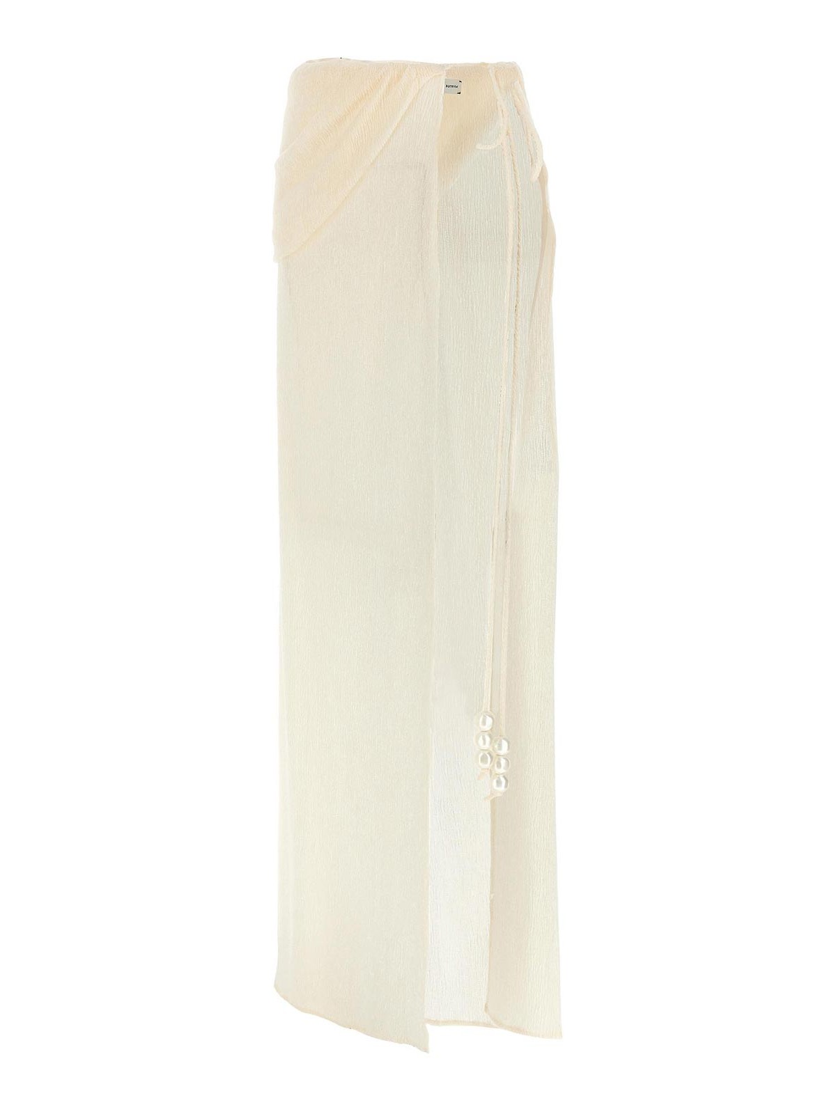 Shop Magda Butrym Skirt Texturized Stretch Pearls In Blanco