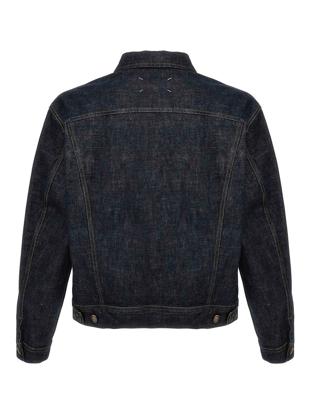 Shop Maison Margiela Cotton Denim Jacket Pockets Button In Azul