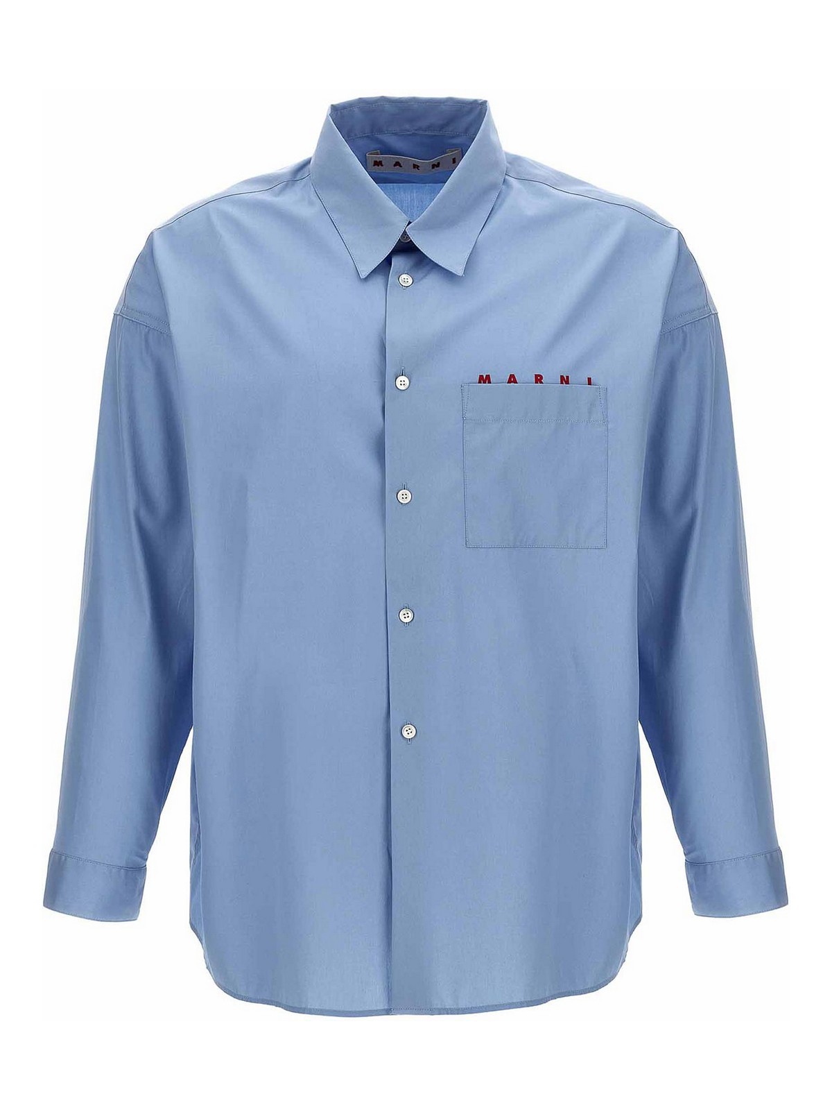 Shop Marni Logo Print Shirt In Azul Claro