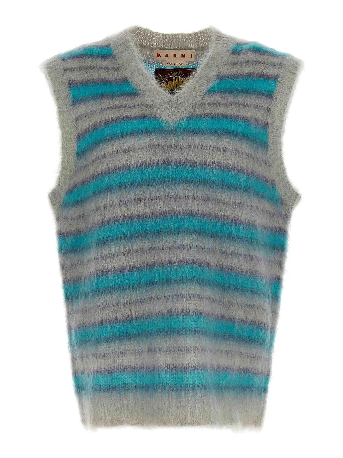 Shop Marni Brushed Stripes Fuzzy Wuzzy Vest In Multicolor