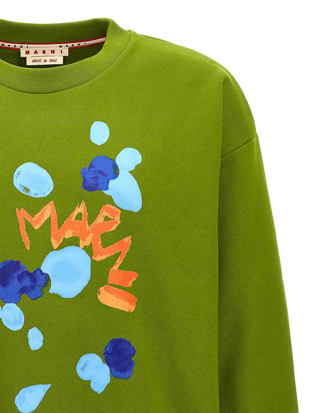 Shop Marni Print Sweatshirt In Verde